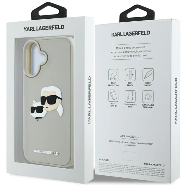 Чохол Karl Lagerfeld 3D Rubber Double Heads для iPhone 16 Beige (KLHCP16SRBCKCHLE)