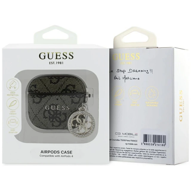 Чохол для навушників Guess 4G Strass Charm для AirPods 4 Brown (GUA4P4E4CDW)