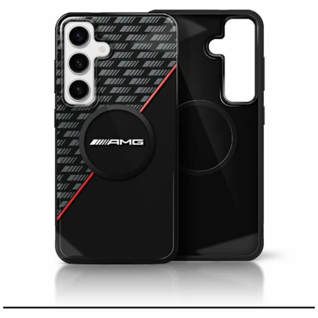 Чохол Mercedes Double Layer Rhombs для Samsung Galaxy S25 (S931) Black Red with MagSafe (AMHMS25S24HRDKR)