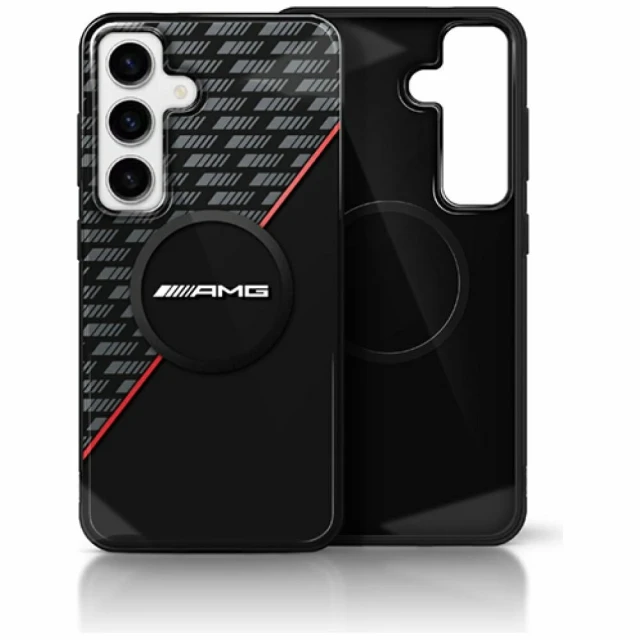 Чохол Mercedes Double Layer Rhombs для Samsung Galaxy S25 Plus (S936) Black Red with MagSafe (AMHMS25M24HRDKR)