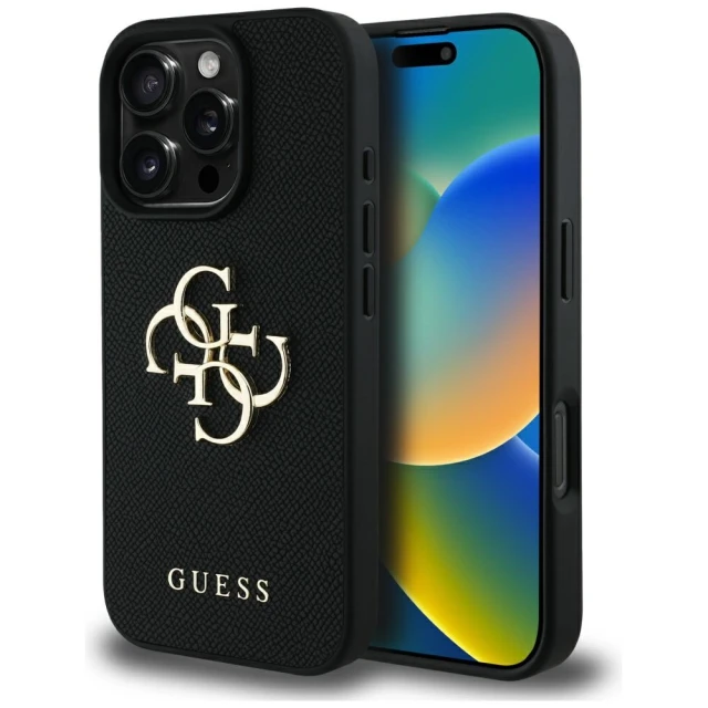 Чохол Guess Grained Big 4G Logo Small Classic Logo для iPhone 16 Pro Black (GUHCP16LPGT4MBK)