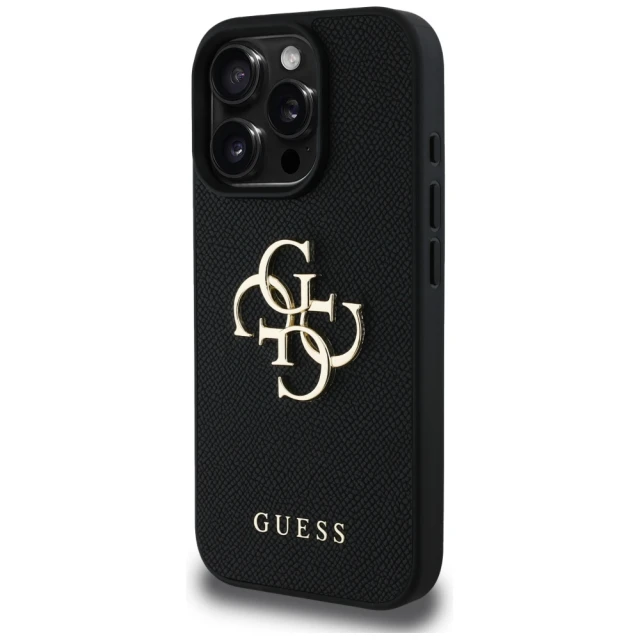 Чохол Guess Grained Big 4G Logo Small Classic Logo для iPhone 16 Pro Black (GUHCP16LPGT4MBK)