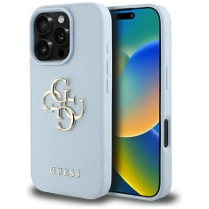 Чохол Guess Grained Big 4G Logo Small Classic Logo для iPhone 16 Pro Blue (GUHCP16LPGT4MBB)