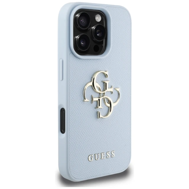 Чохол Guess Grained Big 4G Logo Small Classic Logo для iPhone 16 Pro Max Blue (GUHCP16XPGT4MBB)
