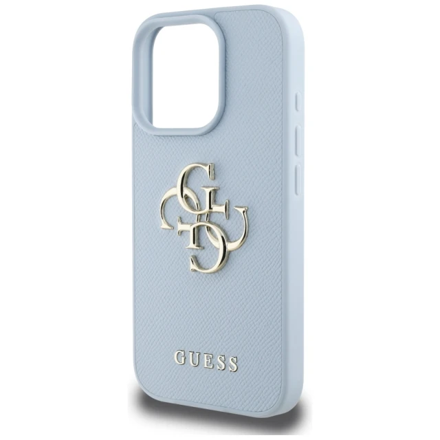 Чохол Guess Grained Big 4G Logo Small Classic Logo для iPhone 16 Pro Max Blue (GUHCP16XPGT4MBB)