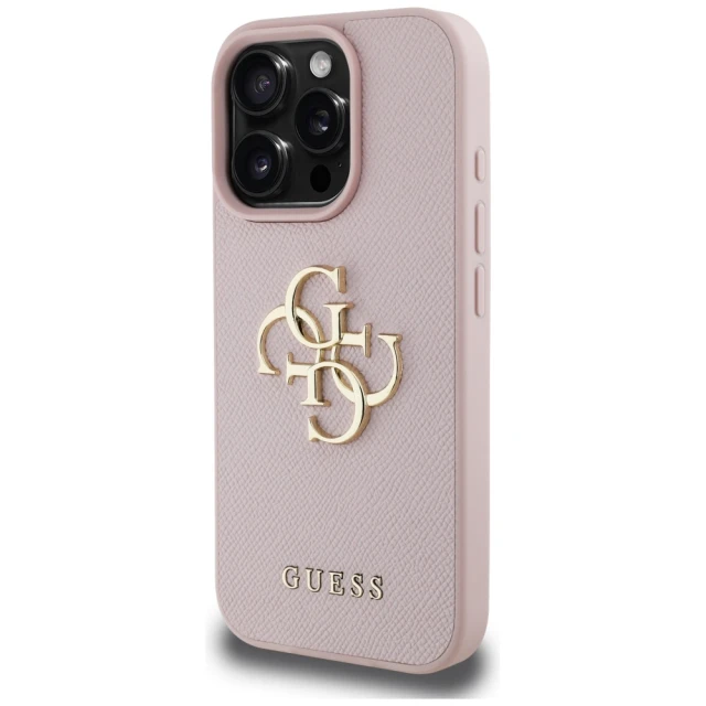 Чохол Guess Grained Big 4G Logo Small Classic Logo для iPhone 16 Pro Pink (GUHCP16LPGT4MBP)