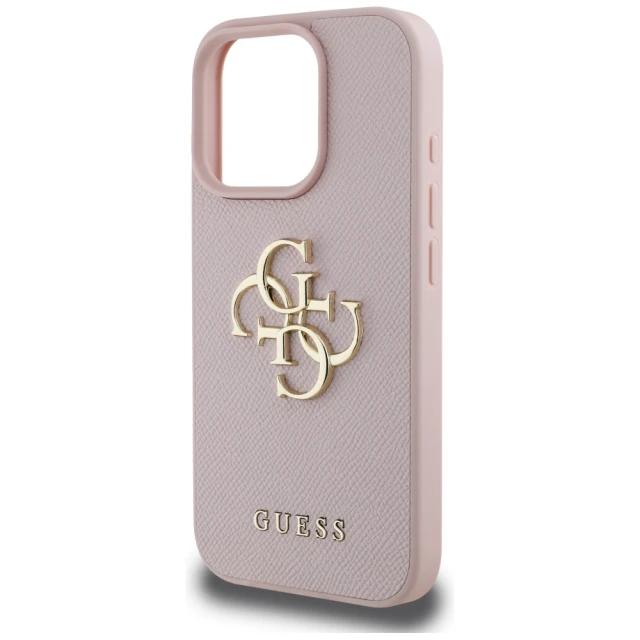 Чохол Guess Grained Big 4G Logo Small Classic Logo для iPhone 16 Pro Pink (GUHCP16LPGT4MBP)