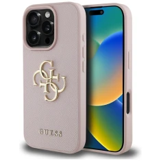 Чохол Guess Grained Big 4G Logo Small Classic Logo для iPhone 16 Pro Pink (GUHCP16LPGT4MBP)