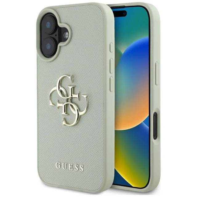Чохол Guess Grained Big 4G Logo Small Classic Logo для iPhone 16 Green (GUHCP16SPGT4MBN)