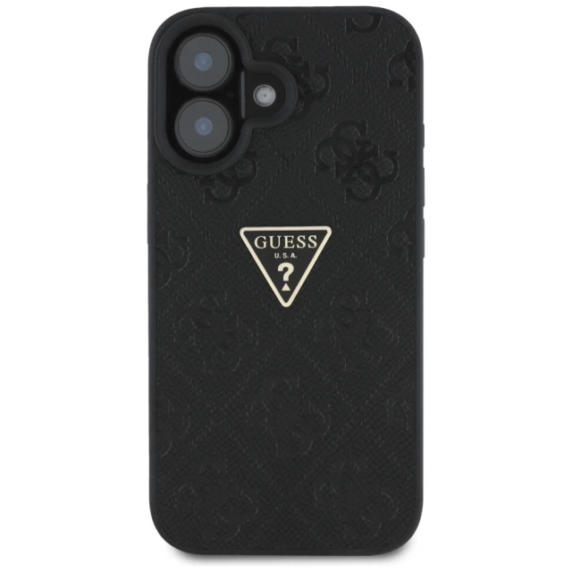 Чохол Guess Hot Stamp 4G Pattern Triangle Metal Logo для iPhone 16 Black (GUHCP16SPGP4STRK)