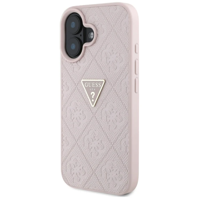 Чохол Guess Hot Stamp 4G Pattern Triangle Metal Logo для iPhone 16 Pink (GUHCP16SPGP4STRP)