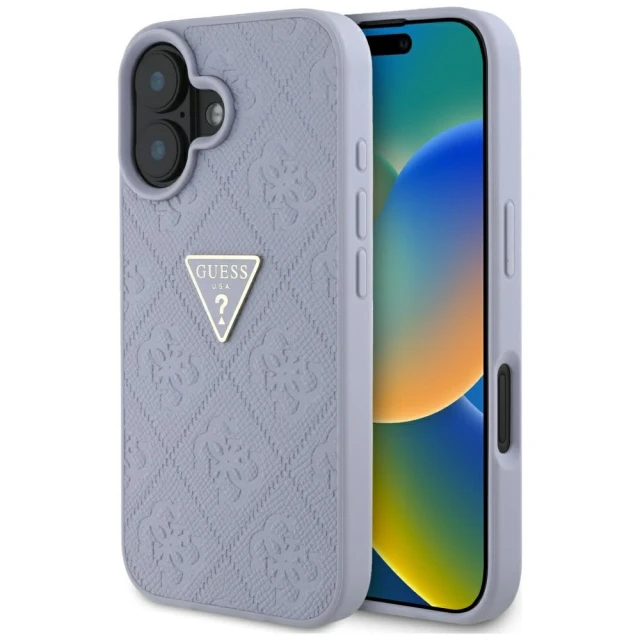 Чохол Guess Hot Stamp 4G Pattern Triangle Metal Logo для iPhone 16 Purple (GUHCP16SPGP4STRU)
