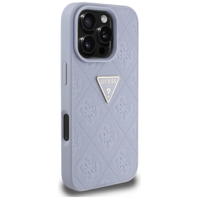 Чохол Guess Hot Stamp 4G Pattern Triangle Metal Logo для iPhone 16 Pro Purple (GUHCP16LPGP4STRU)