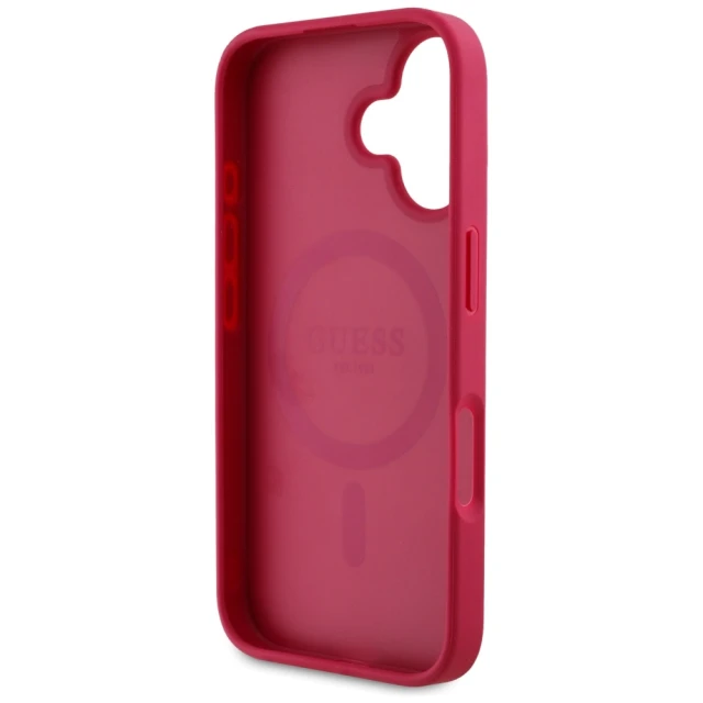 Чохол Guess Grained Printed Flower Pattern для iPhone 16 Fuchsia with MagSafe (GUHMP16SPGNMPLMF)