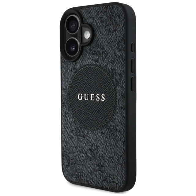Чохол Guess 4G Round Patch Classic Logo для iPhone 16 Black with MagSafe (GUHMP16SP4PGRSGK)