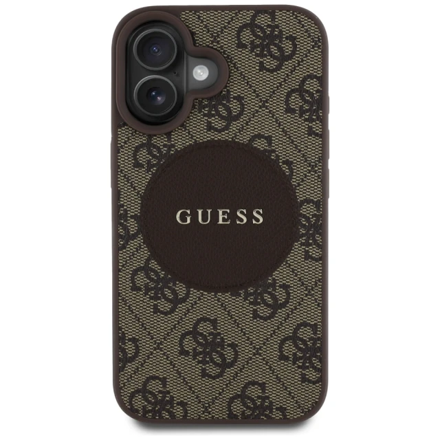 Чохол Guess 4G Round Patch Classic Logo для iPhone 16 Brown with MagSafe (GUHMP16SP4PGRSGW)