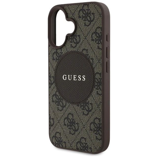 Чохол Guess 4G Round Patch Classic Logo для iPhone 16 Brown with MagSafe (GUHMP16SP4PGRSGW)