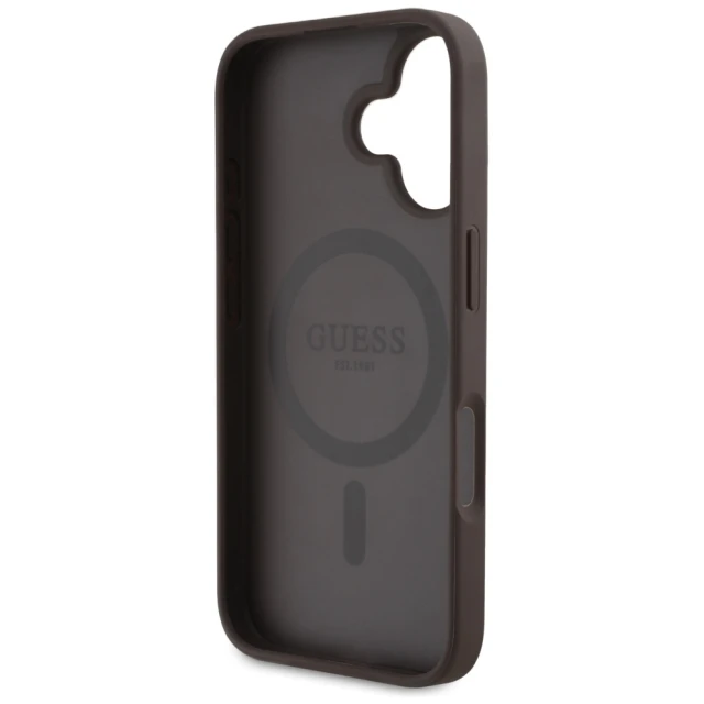 Чохол Guess 4G Round Patch Classic Logo для iPhone 16 Brown with MagSafe (GUHMP16SP4PGRSGW)