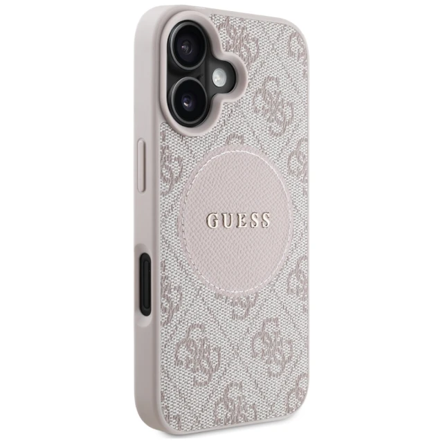 Чохол Guess 4G Round Patch Classic Logo для iPhone 16 Pink with MagSafe (GUHMP16SP4PGRSGP)