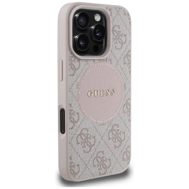 Чохол Guess 4G Round Patch Classic Logo для iPhone 16 Pro Max Pink with MagSafe (GUHMP16XP4PGRSGP)