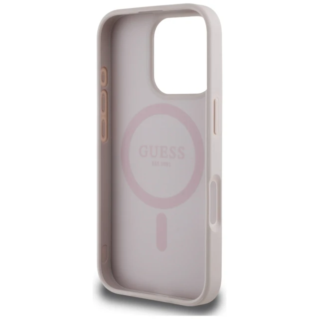 Чохол Guess 4G Round Patch Classic Logo для iPhone 16 Pro Max Pink with MagSafe (GUHMP16XP4PGRSGP)