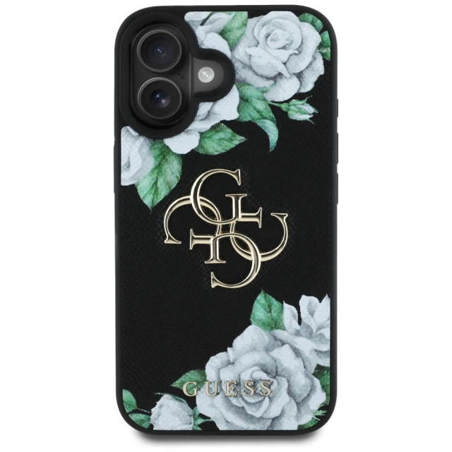 Чохол Guess Grained Roses Big 4G Logo для iPhone 16 Black (GUHCP16SPGROP4MK)