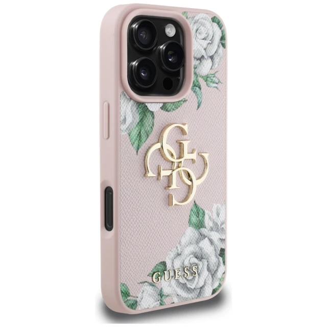 Чохол Guess Grained Roses Big 4G Logo для iPhone 16 Pro Pink (GUHCP16LPGROP4MP)