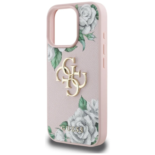 Чехол Guess Grained Roses Big 4G Logo для iPhone 16 Pro Max Pink (GUHCP16XPGROP4MP)