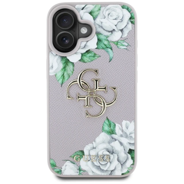 Чохол Guess Grained Roses Big 4G Logo для iPhone 16 Purple (GUHCP16SPGROP4MU)