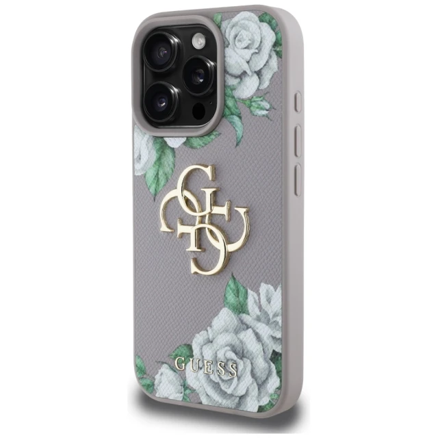 Чохол Guess Grained Roses Big 4G Logo для iPhone 16 Pro Purple (GUHCP16LPGROP4MU)