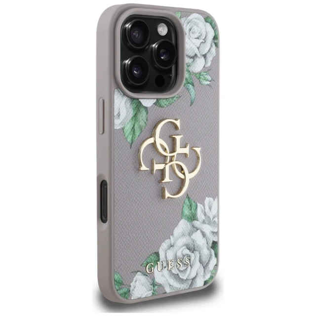 Чохол Guess Grained Roses Big 4G Logo для iPhone 16 Pro Max Purple (GUHCP16XPGROP4MU)