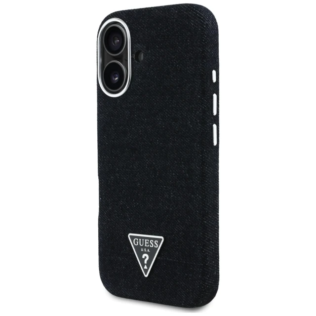 Чохол Guess Denim Triangle Logo для iPhone 16 Black with MagSafe (GUHMP16SRJFWTLK)