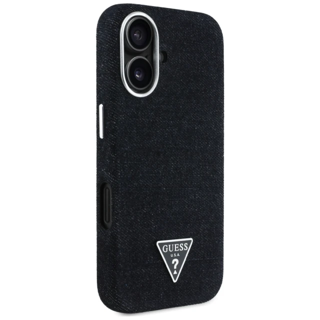 Чохол Guess Denim Triangle Logo для iPhone 16 Black with MagSafe (GUHMP16SRJFWTLK)