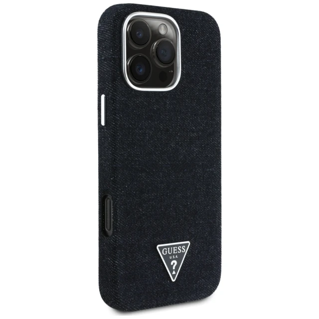 Чохол Guess Denim Triangle Logo для iPhone 16 Pro Black with MagSafe (GUHMP16LRJFWTLK)