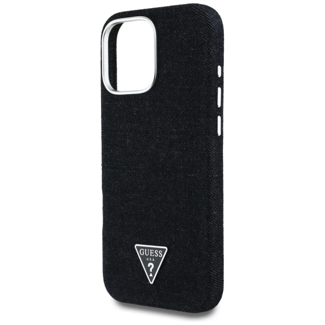 Чехол Guess Denim Triangle Logo для iPhone 16 Pro Max Black with MagSafe (GUHMP16XRJFWTLK)