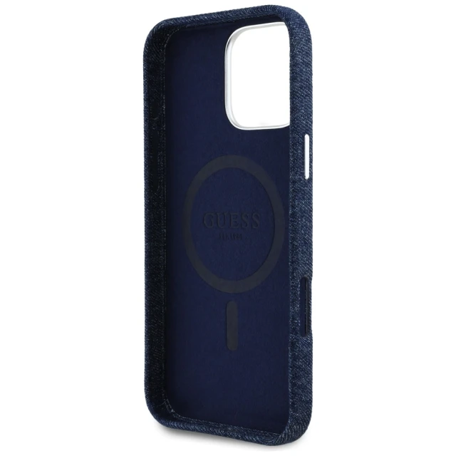 Чохол Guess Denim Triangle Logo для iPhone 16 Pro Blue with MagSafe (GUHMP16LRJFWTLB)