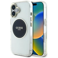 Чохол Guess IML Metal Colored Circle Classic Logo для iPhone 16 Black with MagSafe (GUHMP16SHTDRCEDK)