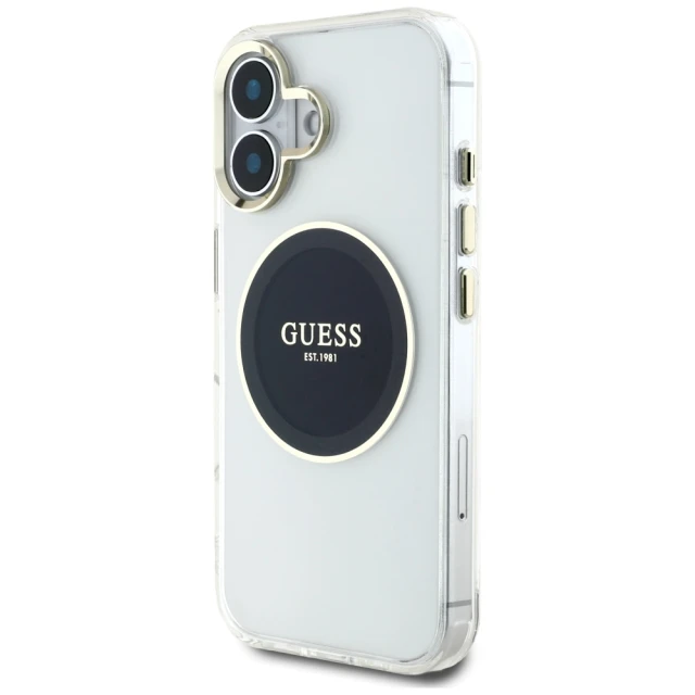 Чохол Guess IML Metal Colored Circle Classic Logo для iPhone 16 Black with MagSafe (GUHMP16SHTDRCEDK)