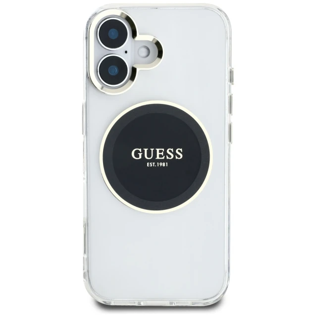 Чохол Guess IML Metal Colored Circle Classic Logo для iPhone 16 Black with MagSafe (GUHMP16SHTDRCEDK)