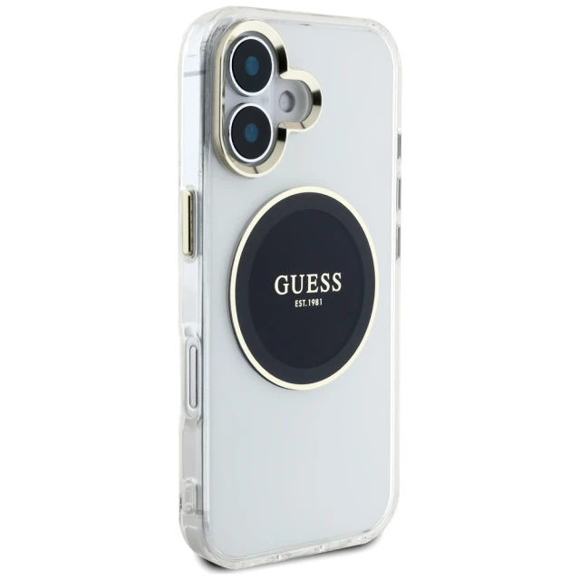 Чохол Guess IML Metal Colored Circle Classic Logo для iPhone 16 Black with MagSafe (GUHMP16SHTDRCEDK)