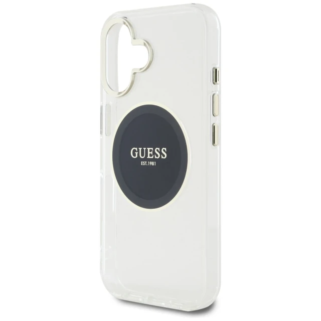 Чохол Guess IML Metal Colored Circle Classic Logo для iPhone 16 Black with MagSafe (GUHMP16SHTDRCEDK)