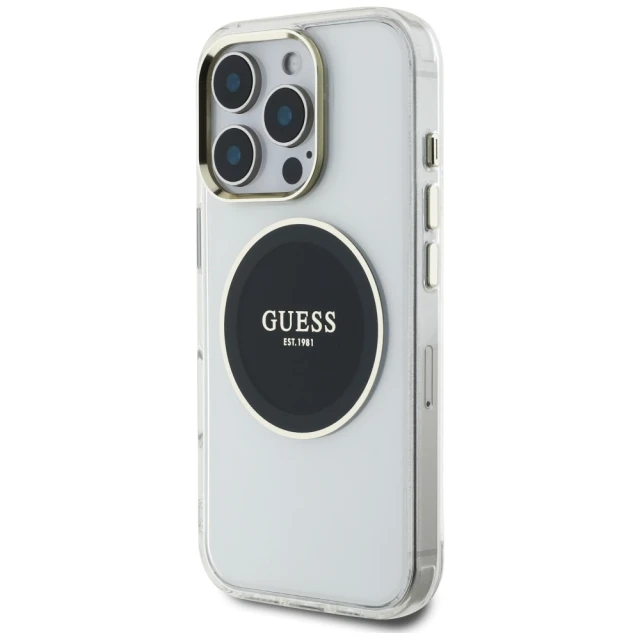 Чохол Guess IML Metal Colored Circle Classic Logo для iPhone 16 Pro Black with MagSafe (GUHMP16LHTDRCEDK)