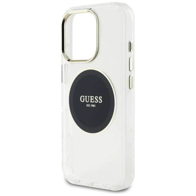 Чохол Guess IML Metal Colored Circle Classic Logo для iPhone 16 Pro Black with MagSafe (GUHMP16LHTDRCEDK)