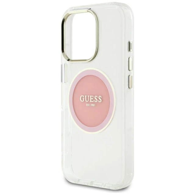Чохол Guess IML Metal Colored Circle Classic Logo для iPhone 16 Pro Max Pink with MagSafe (GUHMP16XHTDRCEDP)