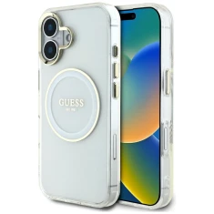 Чохол Guess IML Metal Colored Circle Classic Logo для iPhone 16 White with MagSafe (GUHMP16SHTDRCEDH)