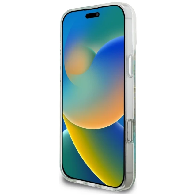 Чохол Guess Resin Flower Glitter для iPhone 16 Pro Max Turquoise with MagSafe (GUHMP16XRBFGFGMQ)