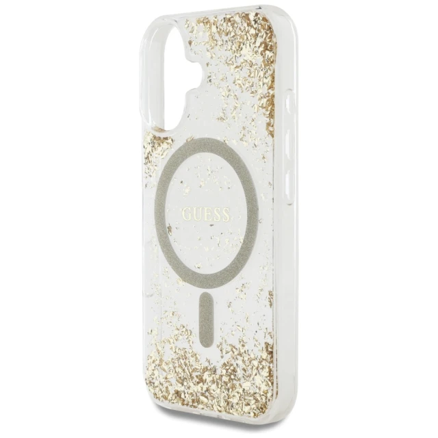 Чохол Guess Resin Bottom Glitter для iPhone 16 Gold with MagSafe (GUHMP16SRGRGED)