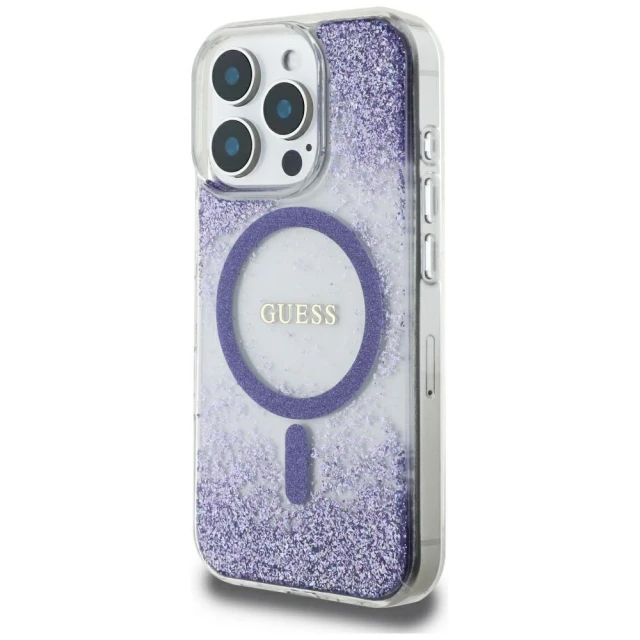 Чехол Guess Resin Gradient Glitter для iPhone 16 Pro Purple with MagSafe (GUHMP16LRGRGEU)