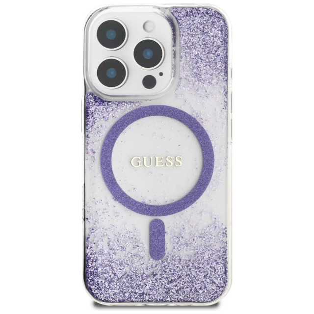 Чехол Guess Resin Gradient Glitter для iPhone 16 Pro Purple with MagSafe (GUHMP16LRGRGEU)