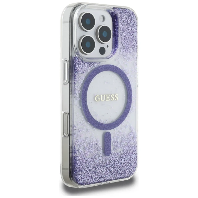 Чехол Guess Resin Gradient Glitter для iPhone 16 Pro Purple with MagSafe (GUHMP16LRGRGEU)
